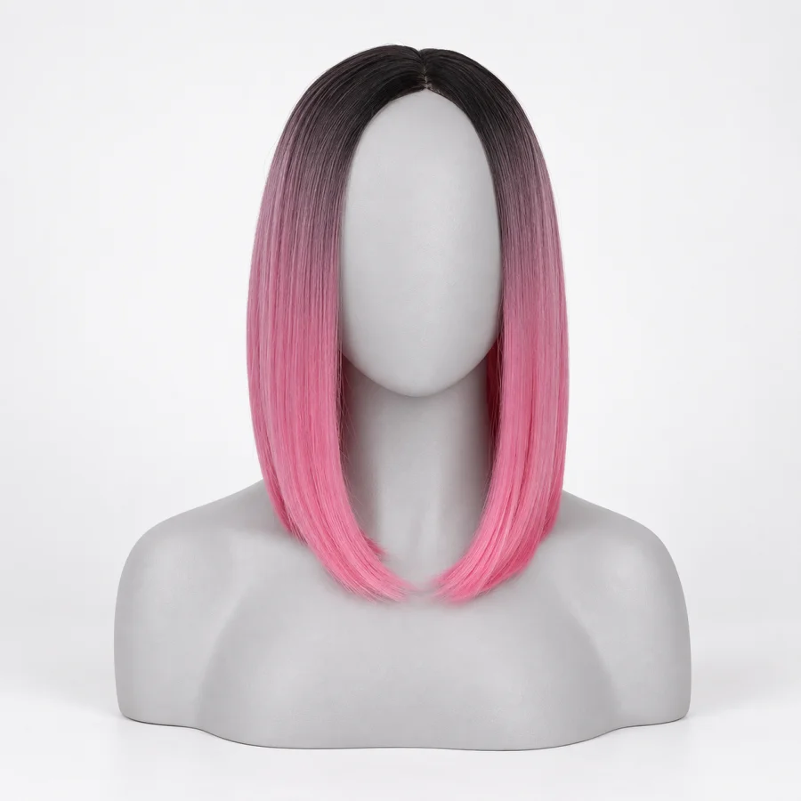 (image for) Pink Ombre Straight Bob Wig
