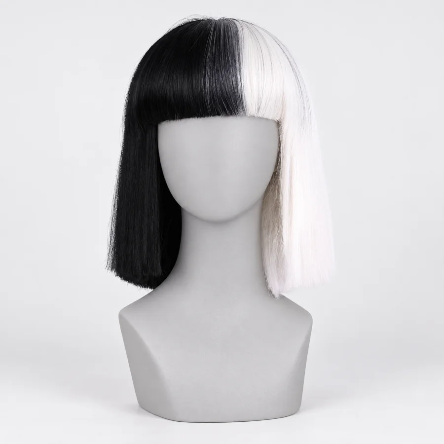 (image for) Black and White Split-Color Bob Wig