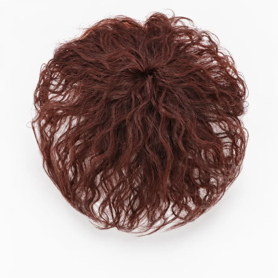 Auburn Curly Human Hair Crown Topper (image for) Auburn Curly Human Hair Crown Topper