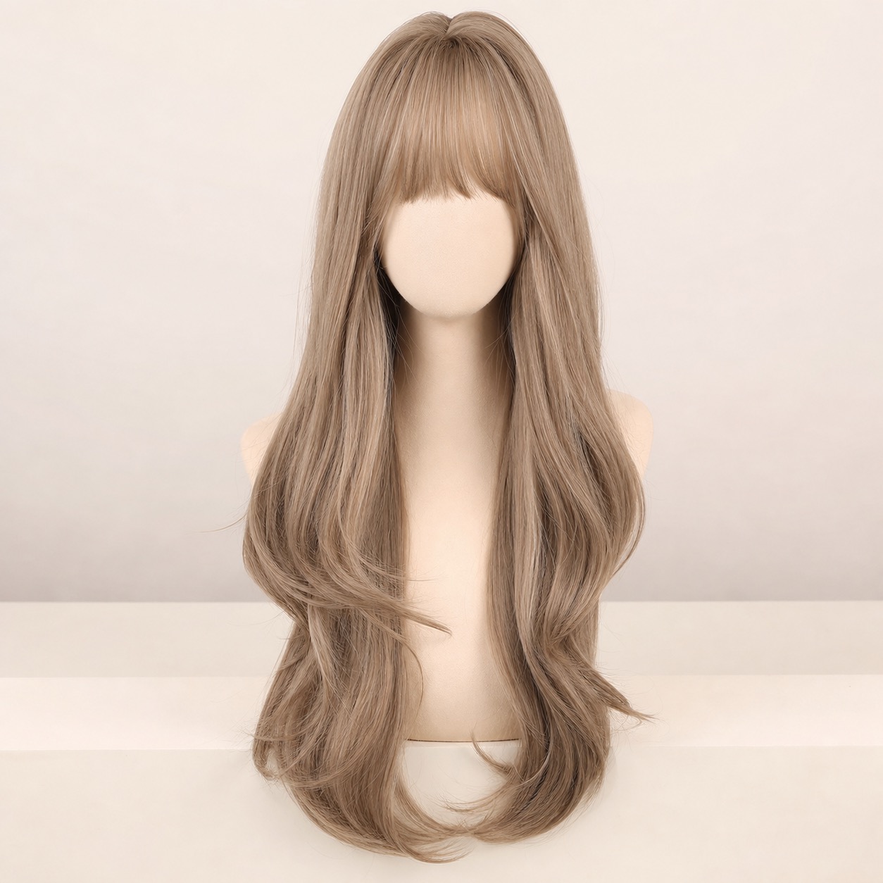 (image for) Ash Blonde Synthetic Wig With Bangs