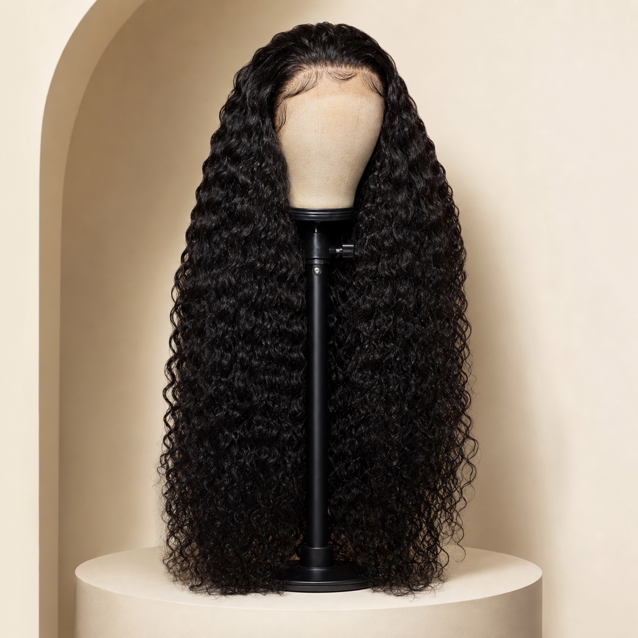 (image for) Long Curly Human Hair Lace Wig