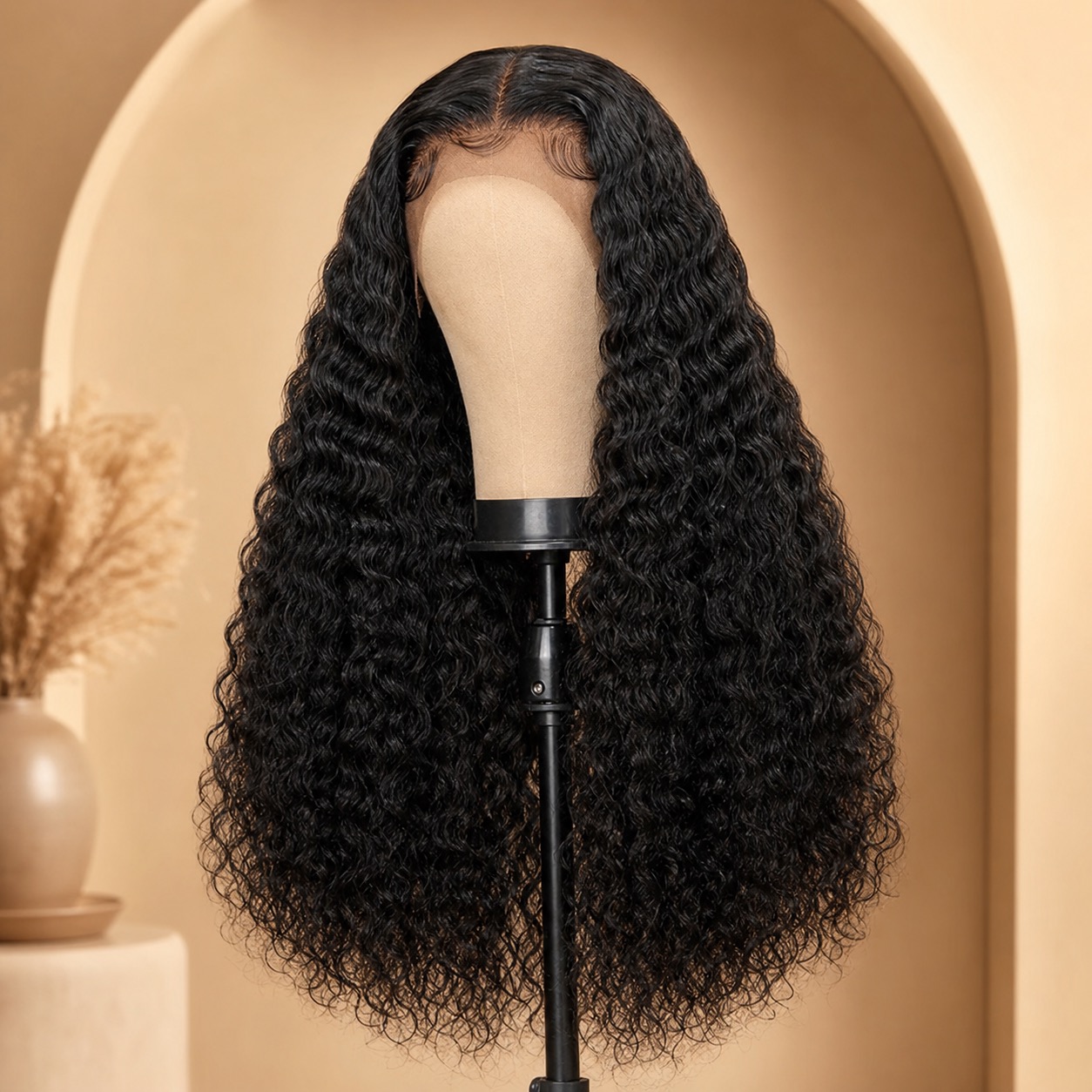 (image for) Natural Black Deep Wave HD Lace Wig